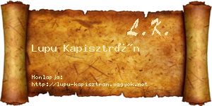 Lupu Kapisztrán névjegykártya